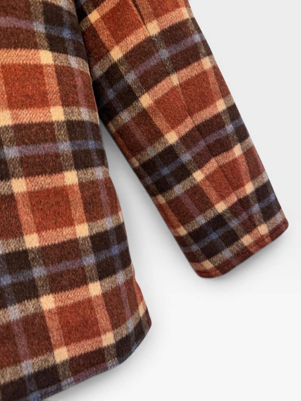 Mo:Vint Plaid Wool Blend Blazer Jacket in Rust, Navy, brown + cream size Small - Picture 4 of 11